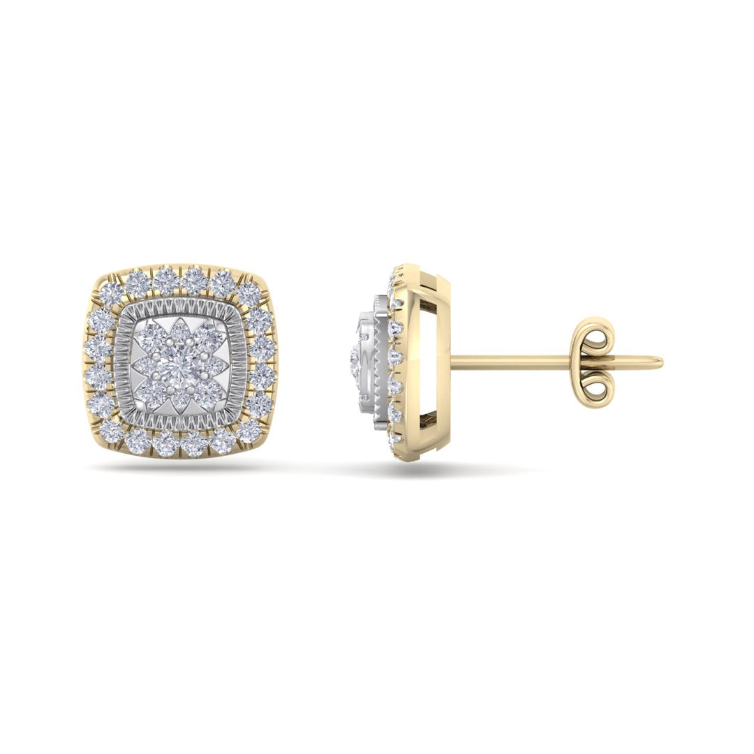 Square stud earrings in white gold with white diamonds of 0.84 ct in weight - HER DIAMONDS®