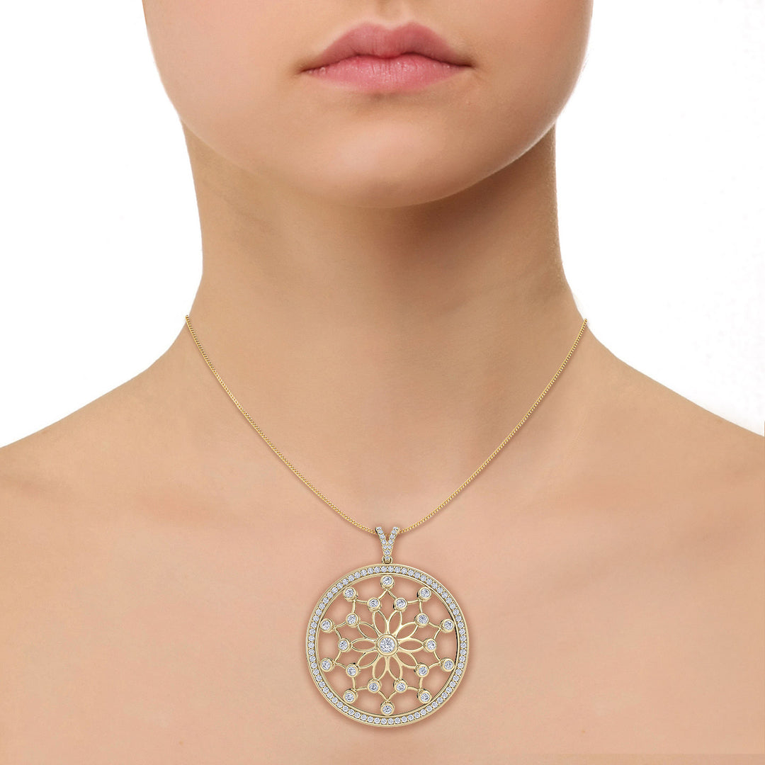 Monogram pendant necklace in yellow gold with white diamonds of 1.87 ct in weight - HER DIAMONDS®