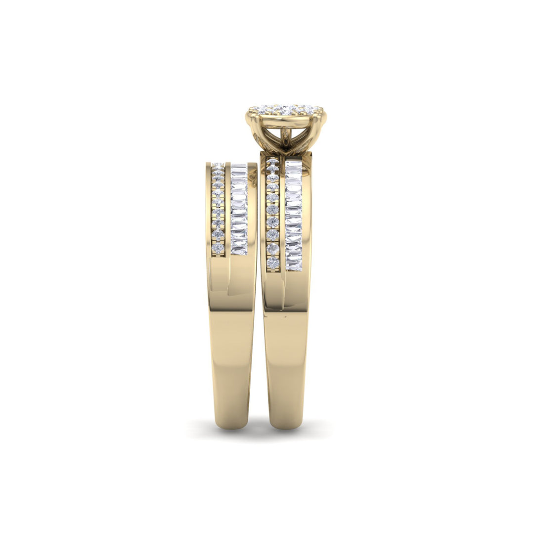 Bridal set in white gold with white diamonds of 0.76 ct in weight