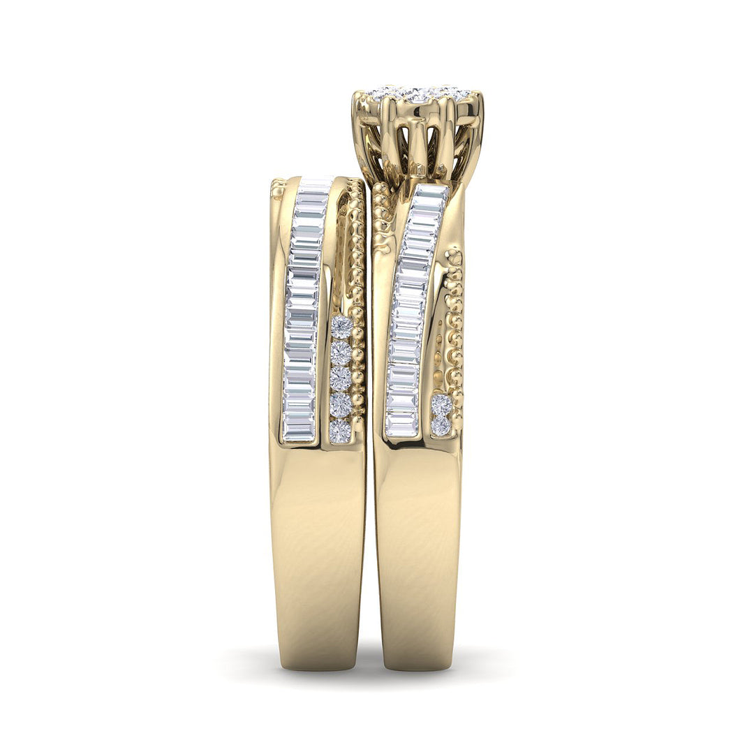 Bridal ring set in yellow gold with white diamonds of 0.58 ct in weight - HER DIAMONDS®