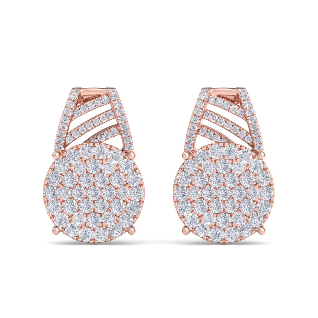Drop earrings in rose gold with white diamonds of 1.39 ct in weight - HER DIAMONDS®