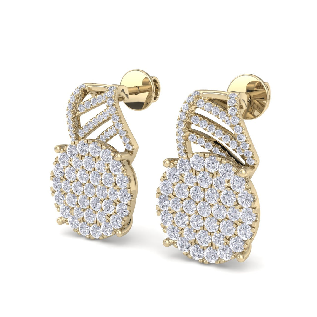 Drop earrings in yellow gold with white diamonds of 1.39 ct in weight - HER DIAMONDS®