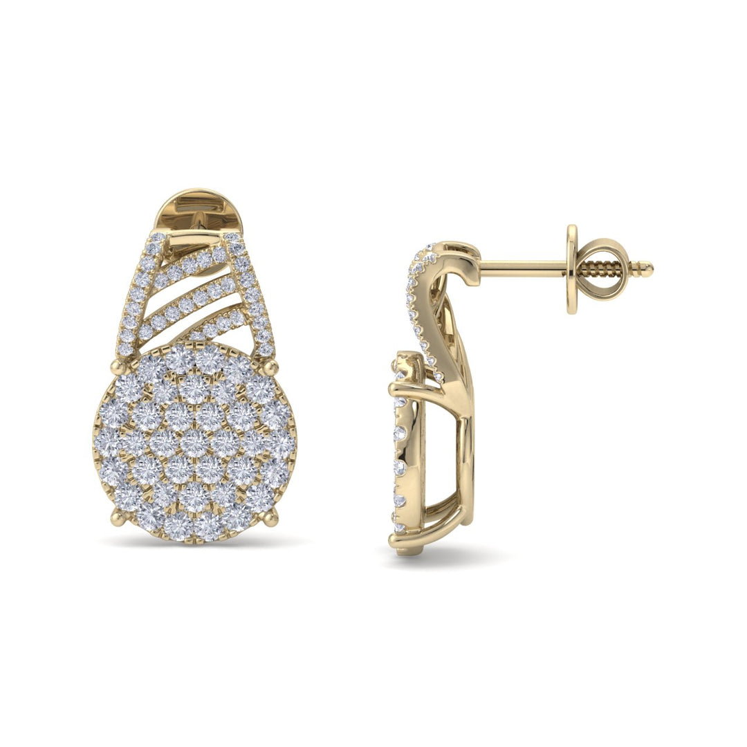 Drop earrings in yellow gold with white diamonds of 1.39 ct in weight - HER DIAMONDS®