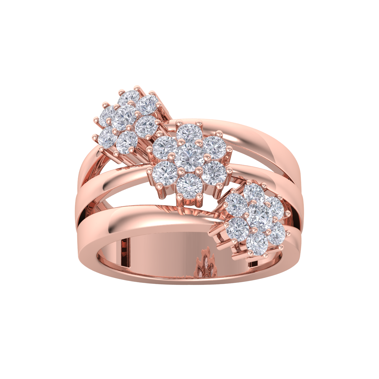 Beautiful ring in rose gold with white diamonds of 0.88 ct in weight