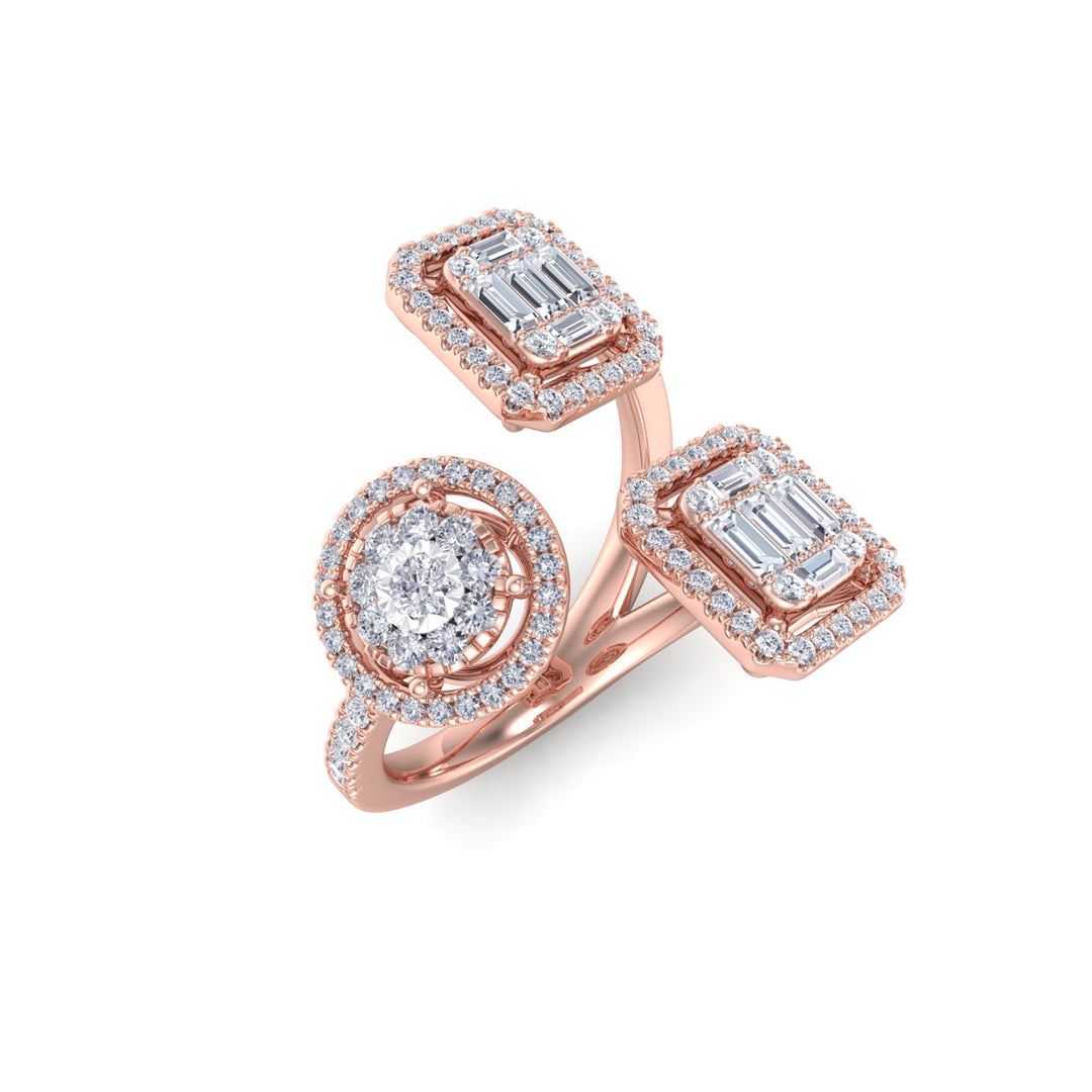 Ring in yellow gold with white diamonds of 1.02 ct in weight