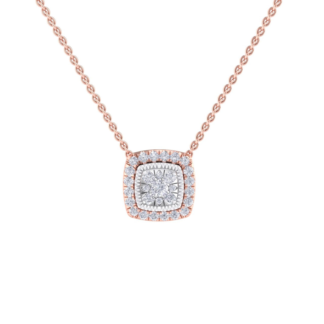 Square pendant necklace in rose gold with white diamonds of 0.54 ct in weight