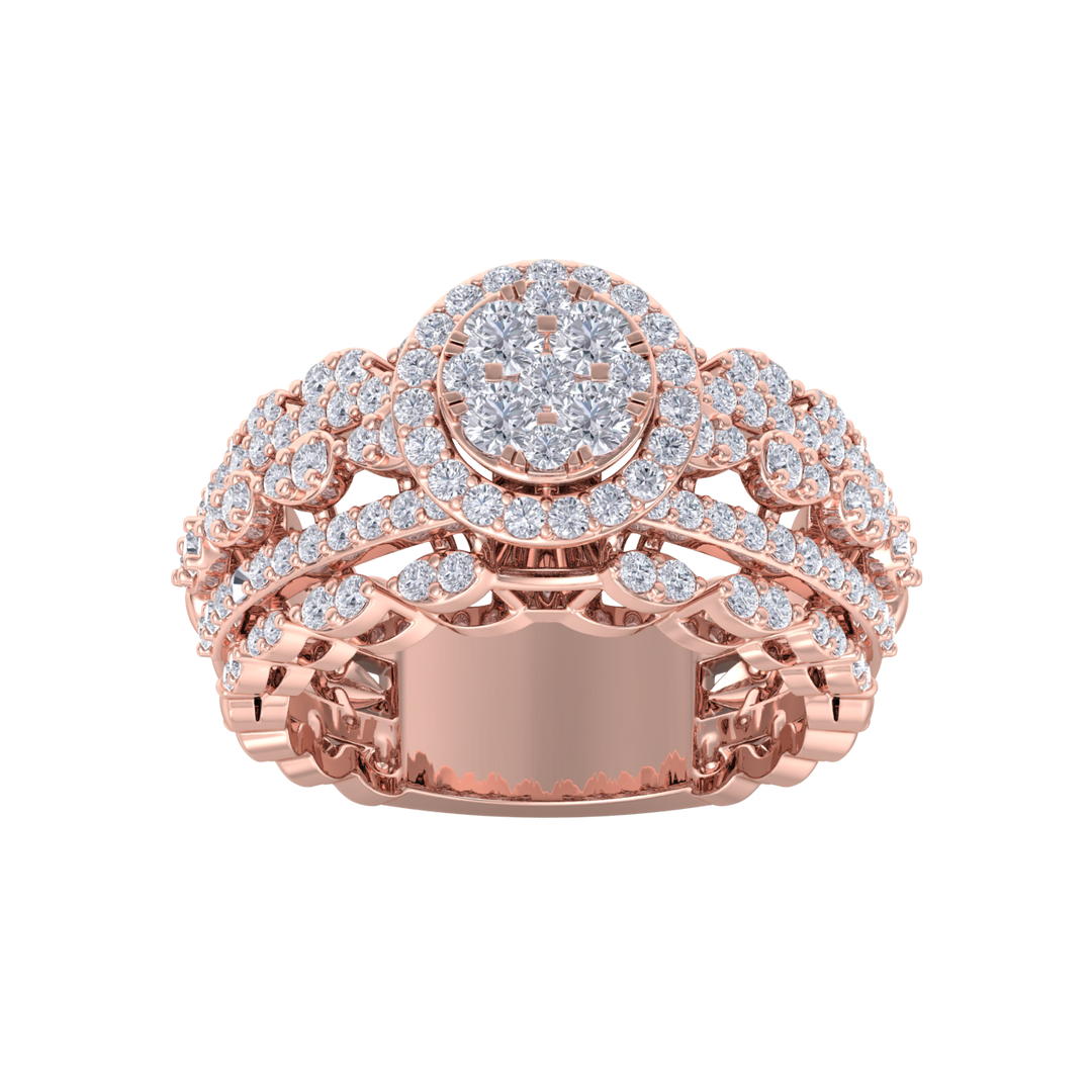 Beautiful Diamond ring in rose gold with white diamonds of 1.33 ct in weight
