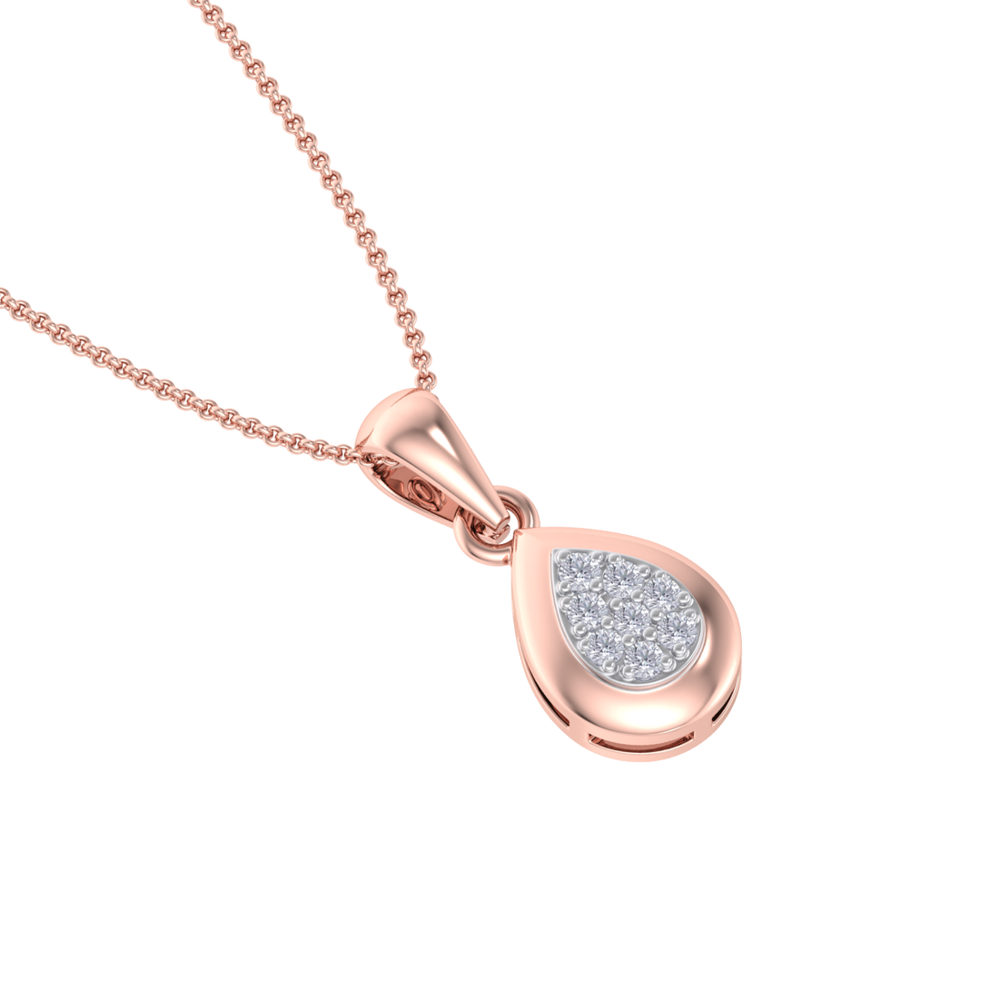 Cute Pendant in yellow gold with white diamonds of 0.09 ct in weight