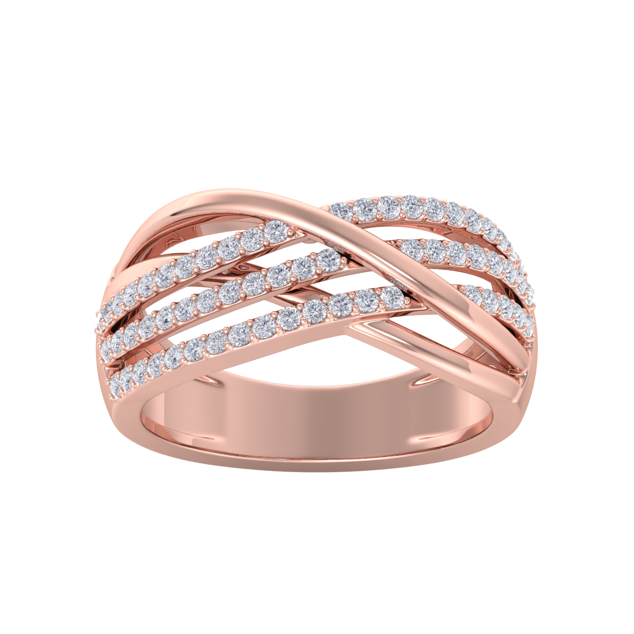Elegant Diamond ring in rose gold with white diamonds of 0.55 ct in weight
