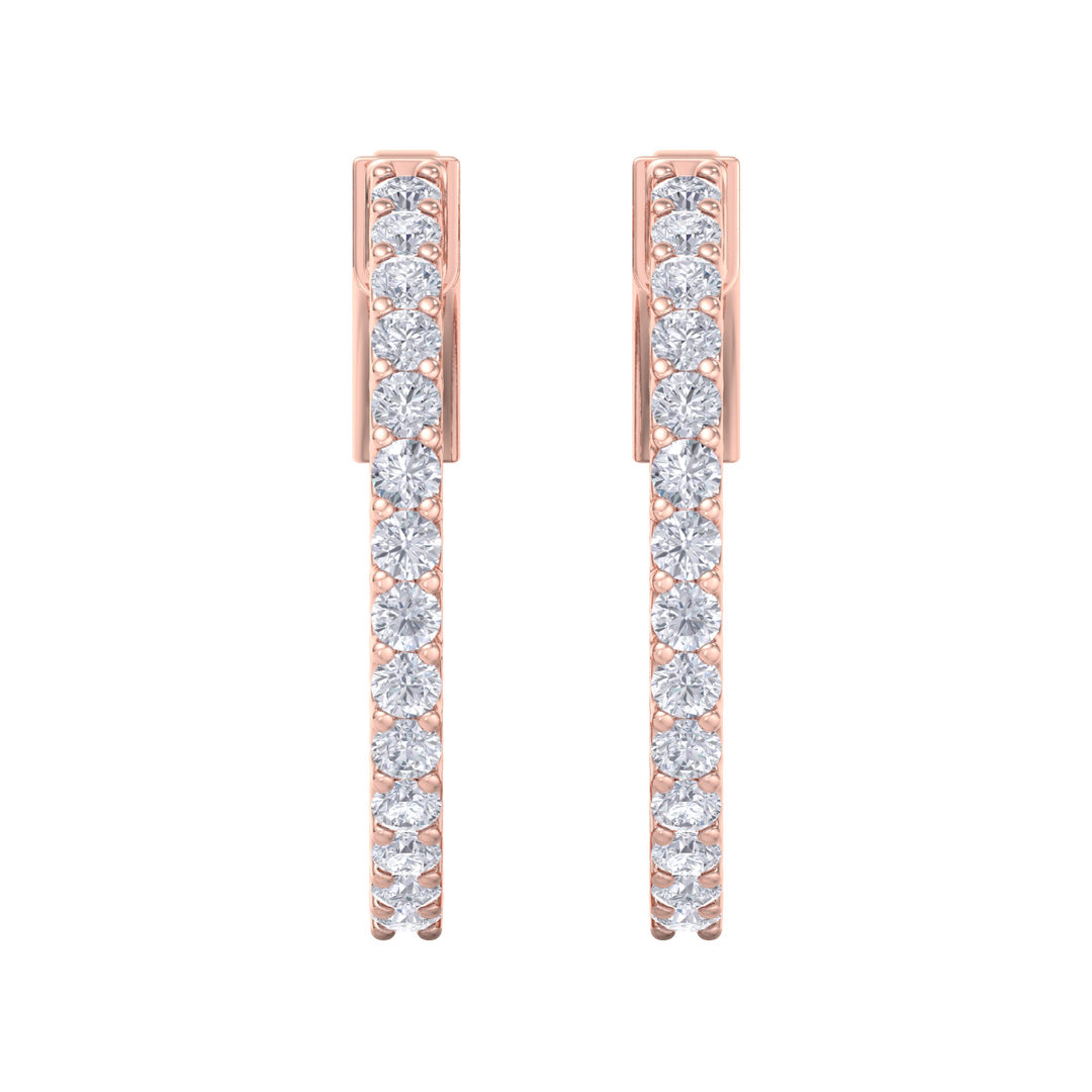 Diamond eternity hoop earrings in yellow gold with white diamonds of 0.98 ct in weight 