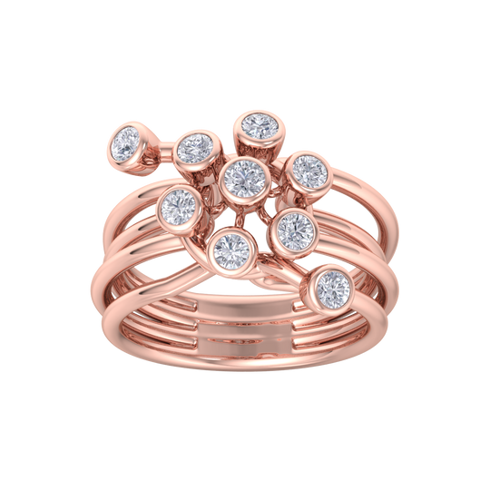Beautiful ring in rose gold with white diamonds of 0.72 ct in weight