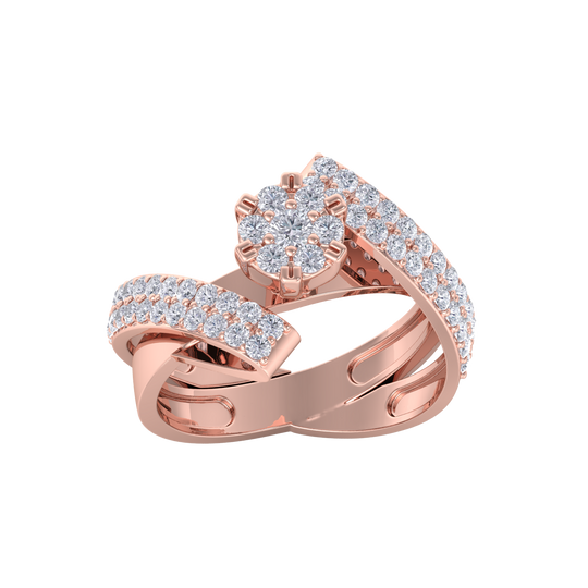 Engagement ring in rose gold with white diamonds of 0.74 ct in weight
