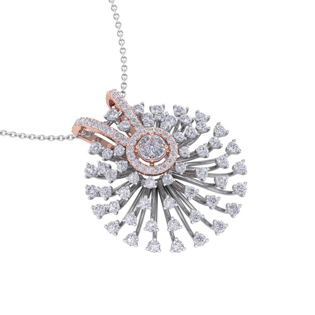 Flower Pendant in rose gold with white diamonds of 2.08 ct in weight