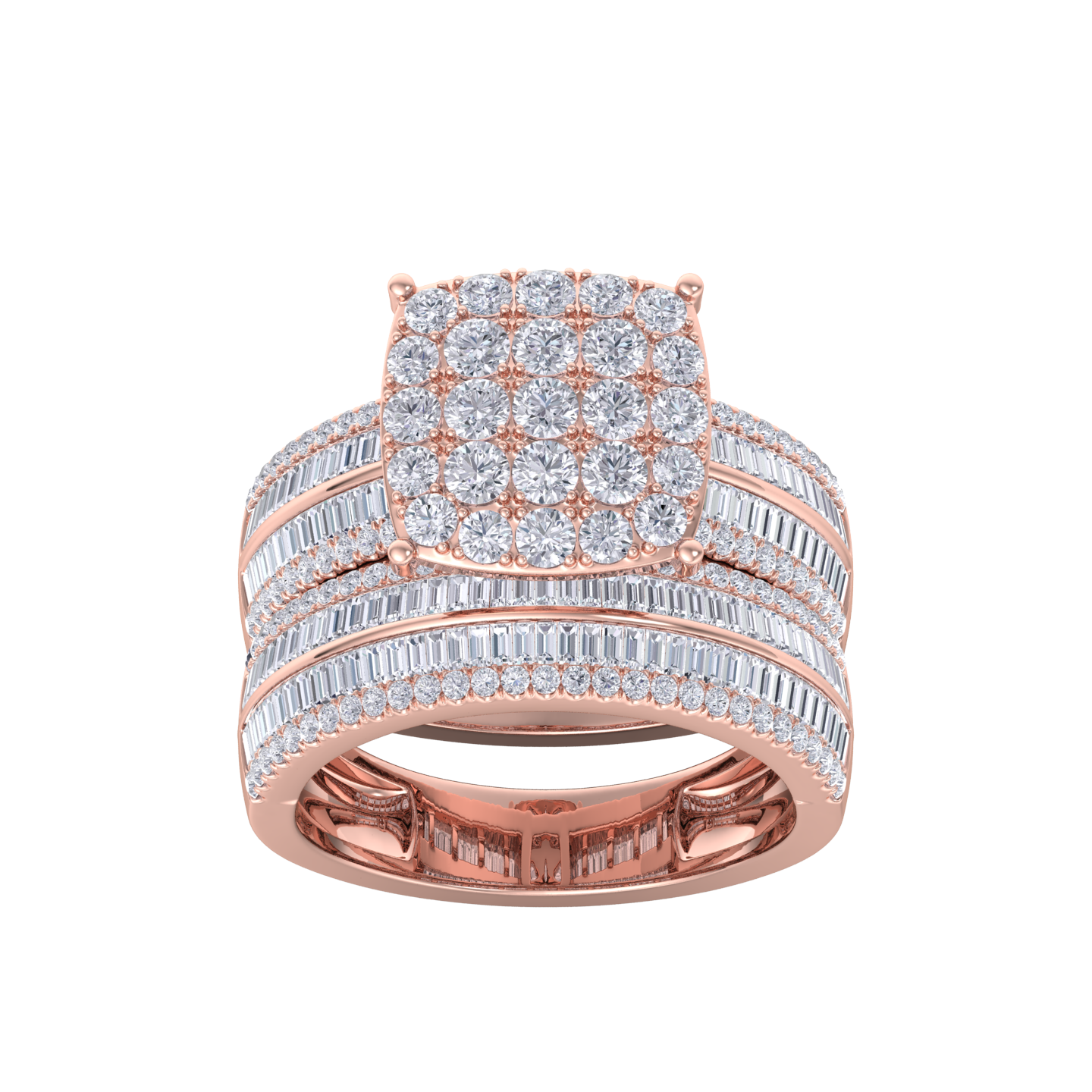 Diamond ring in rose gold with white diamonds of 2.63 ct in weight