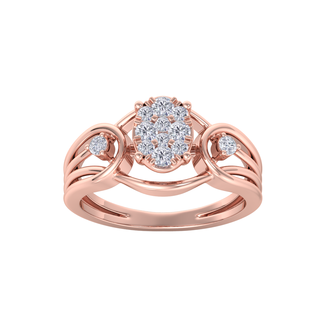 Beautiful ring in rose gold with white diamonds of 0.36 ct in weight