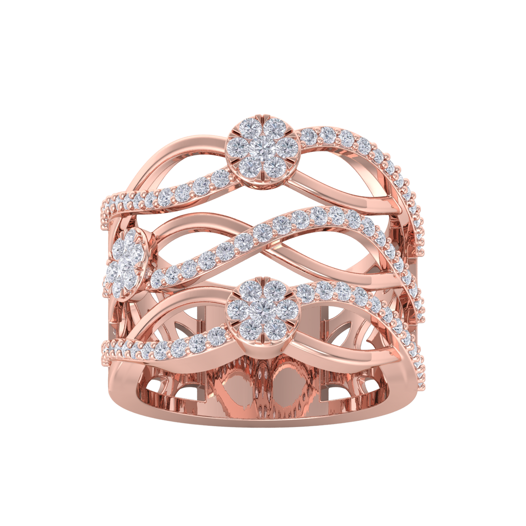 Diamond ring in rose gold with white diamonds of 0.82 ct in weight