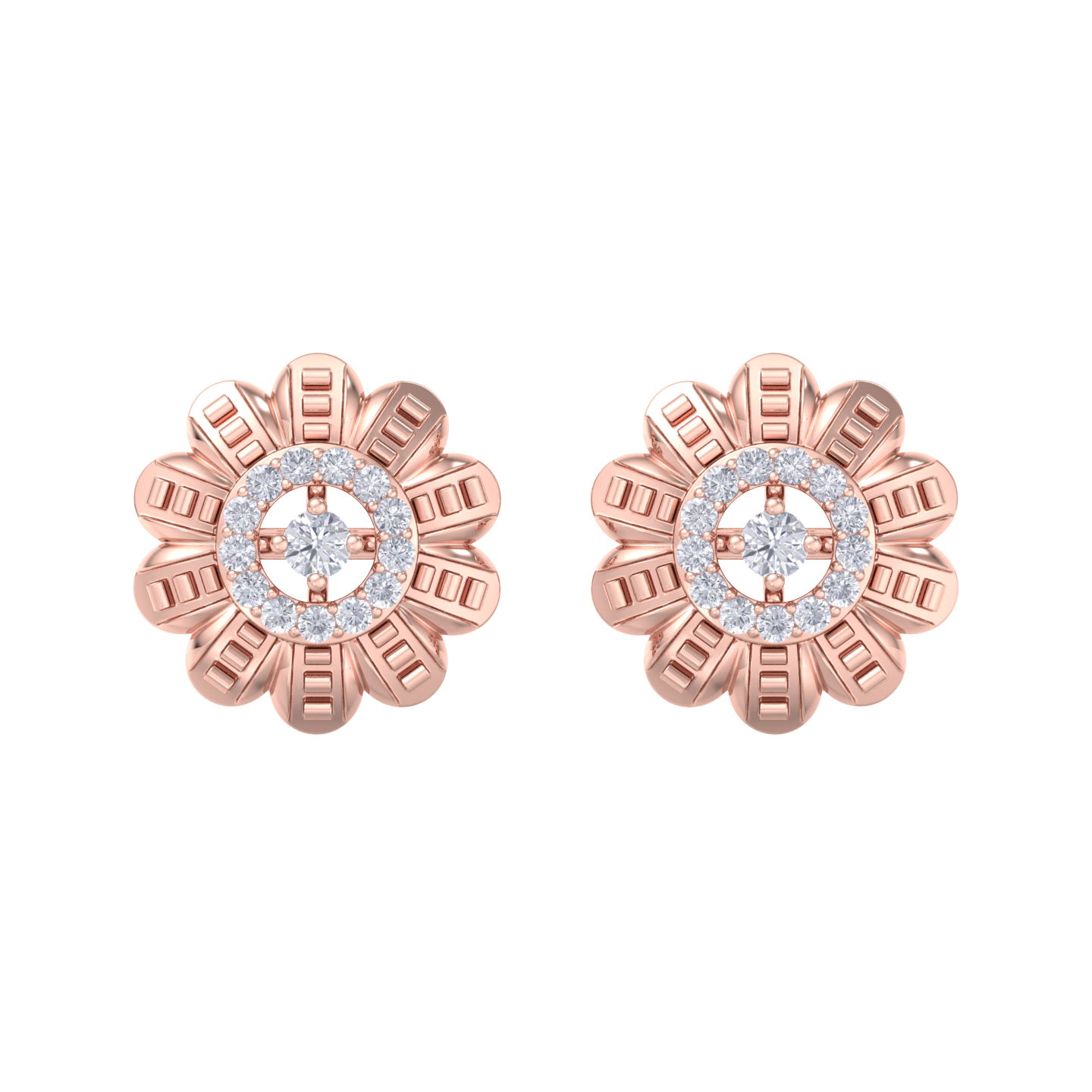 Stud earrings in rose gold with white diamonds of 0.29 ct in weight