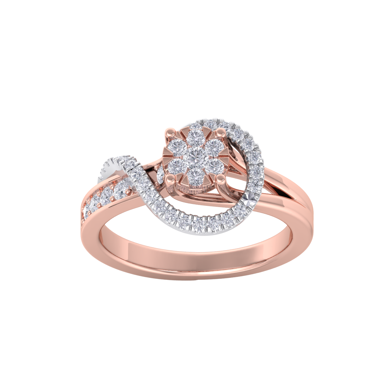 Diamond ring in rose gold with white diamonds of 0.43 ct in weight