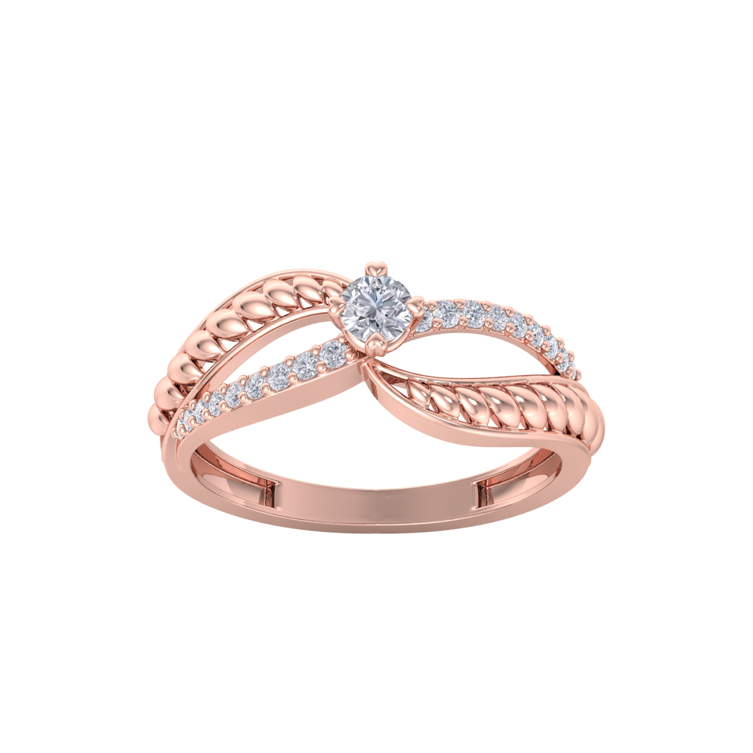 Diamond ring in rose gold with white diamonds of 0.22 ct in weight