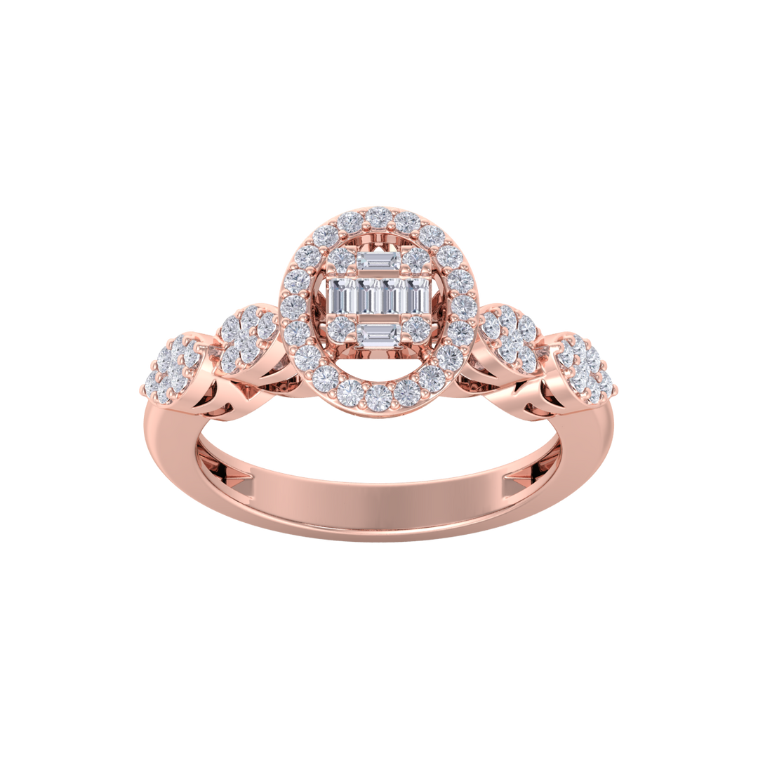 Beautiful ring in rose gold with white diamonds of 0.52 ct in weight