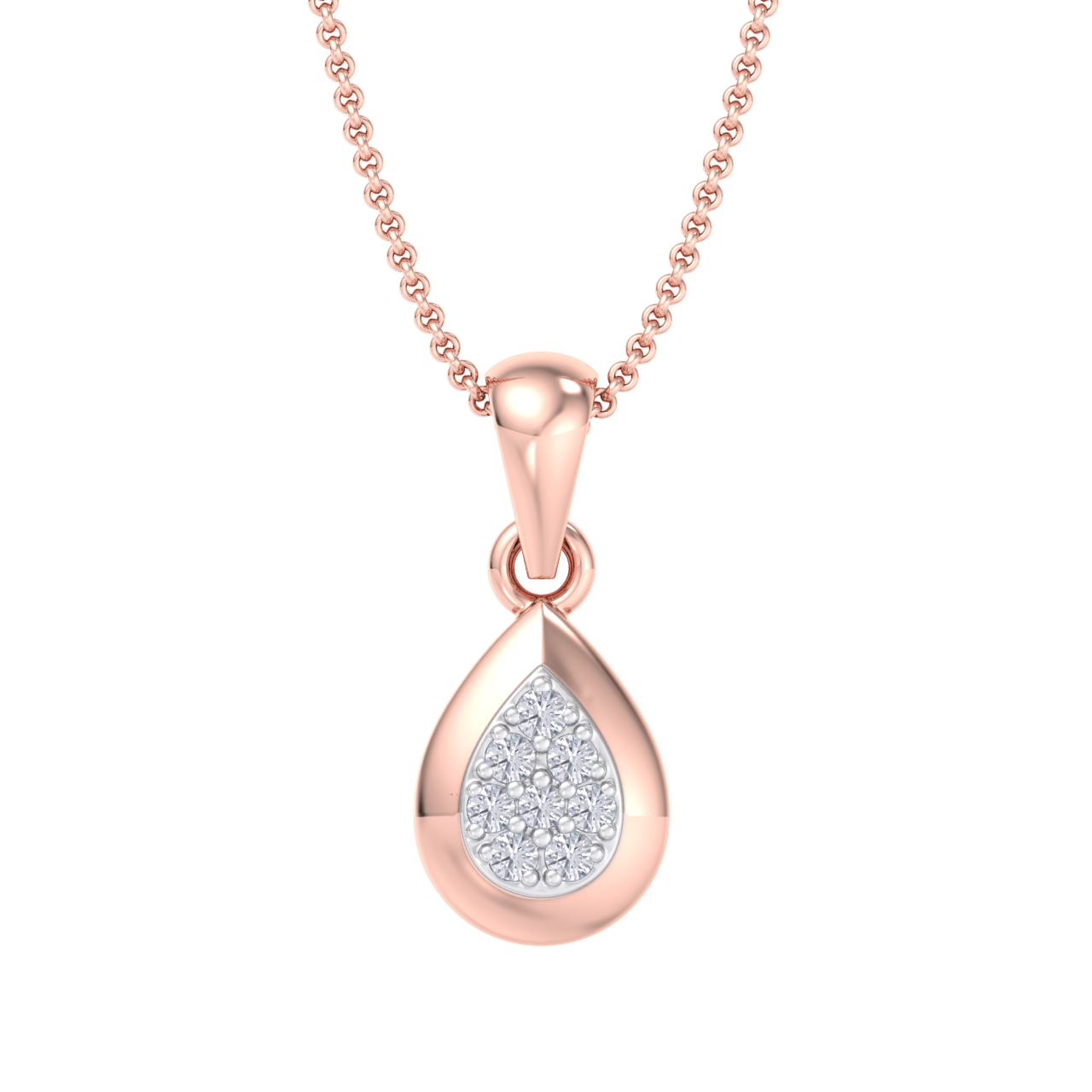 Cute Pendant in rose gold with white diamonds of 0.09 ct in weight