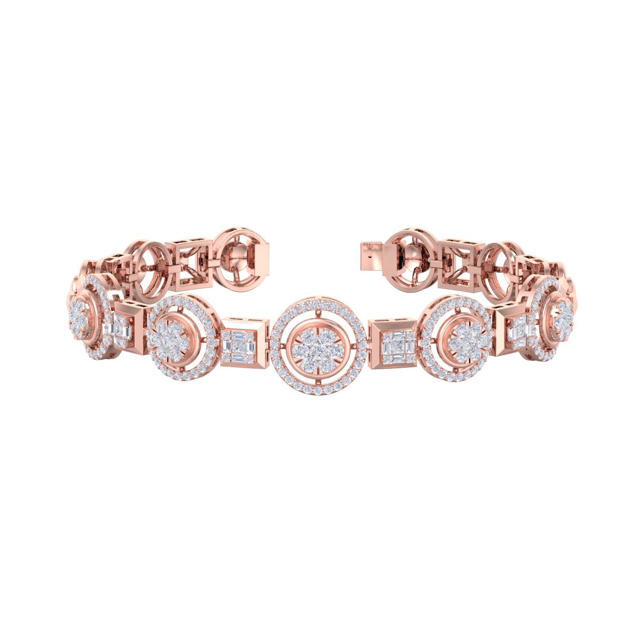 Statement bracelet in rose gold with white diamonds of 1.92 ct in weight