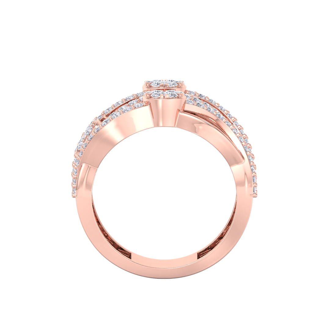 Diamond ring in rose gold with white diamonds of 0.82 ct in weight