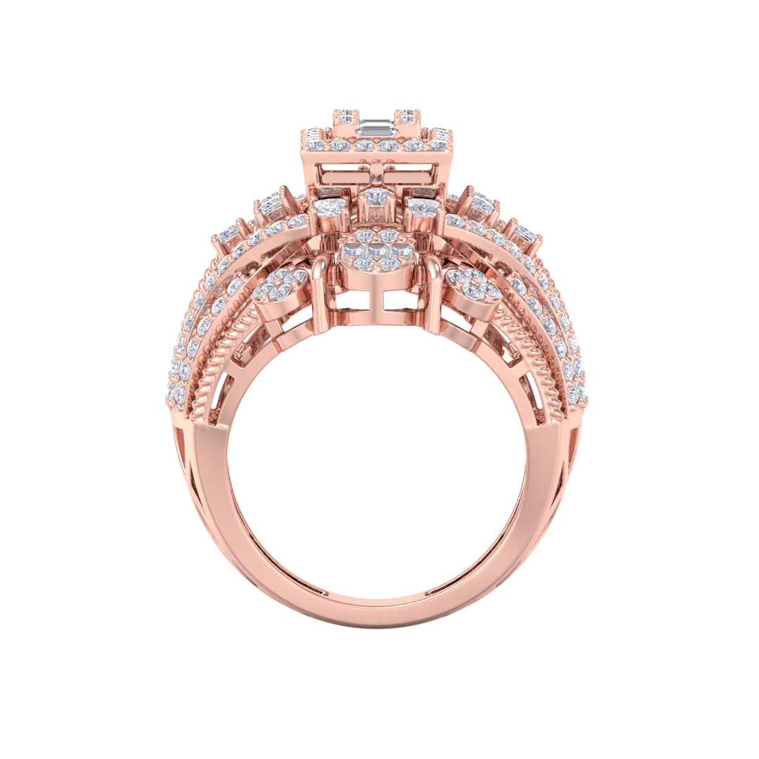 Beautiful ring in rose gold with white diamonds of 1.64 ct in weight