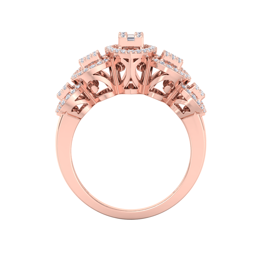 Beautiful ring in rose gold with white diamonds of 0.63 ct in weight
