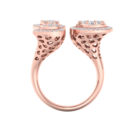 Statement ring in rose gold with white diamonds of 0.73 ct in weight