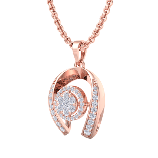 Halo Pendant in rose gold with white diamonds of 0.26 ct in weight