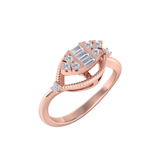 Elegant ring in rose gold with white diamonds of 0.22 ct in weight