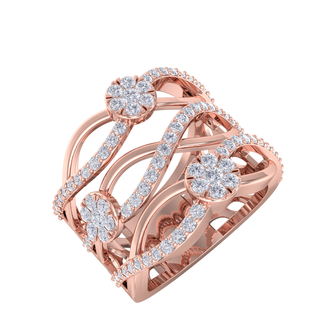 Diamond ring in rose gold with white diamonds of 0.82 ct in weight