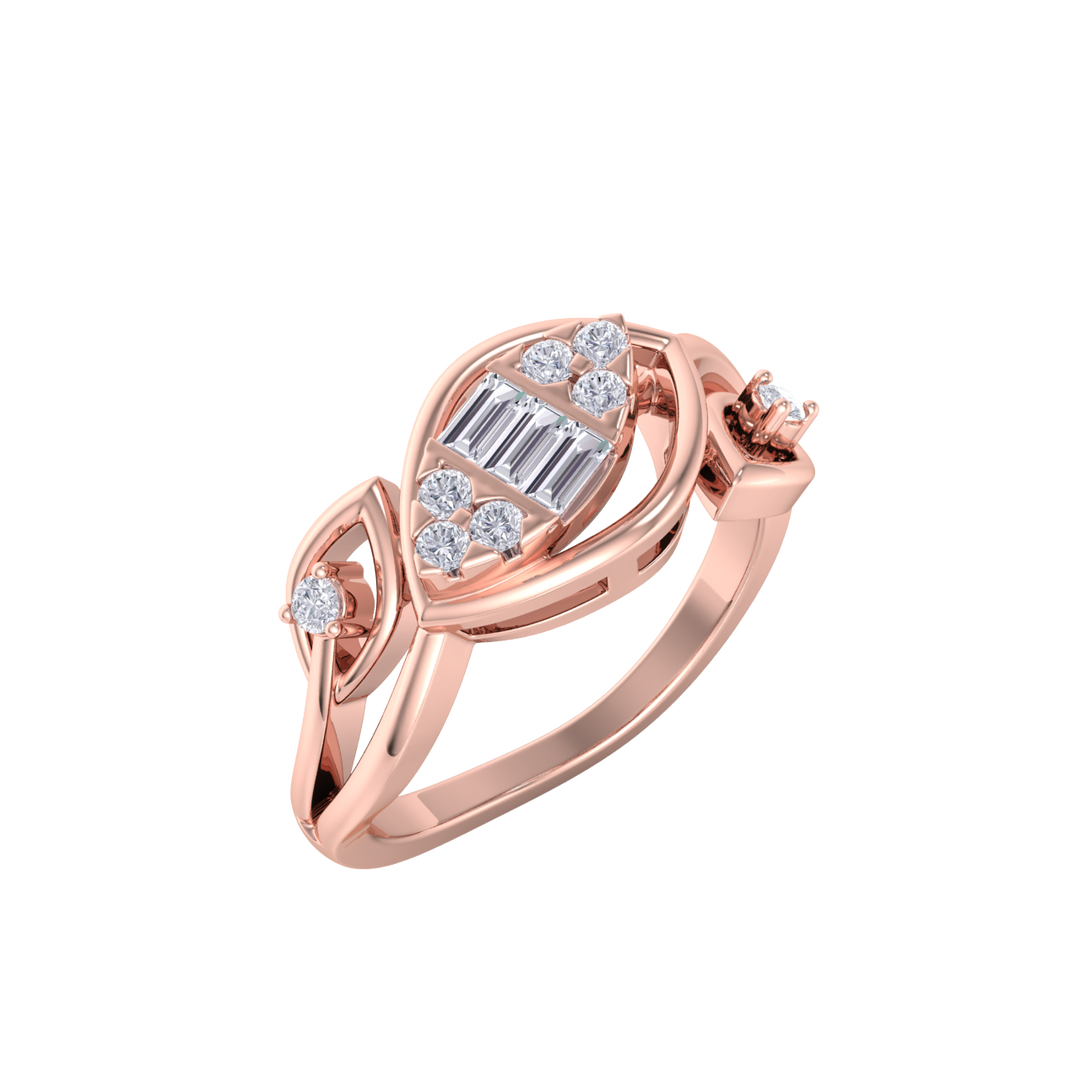Beautiful ring in rose gold with white diamonds of 0.21 ct in weight