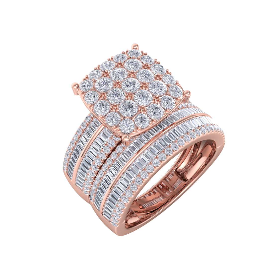 Diamond ring in rose gold with white diamonds of 2.63 ct in weight