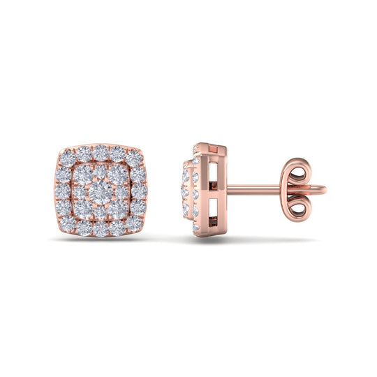 Classic stud earrings in yellow gold with white diamonds of 0.50 ct in weight