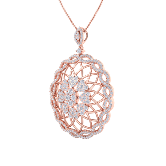 Round Pendant in white gold with white diamonds of 1.97 ct in weight