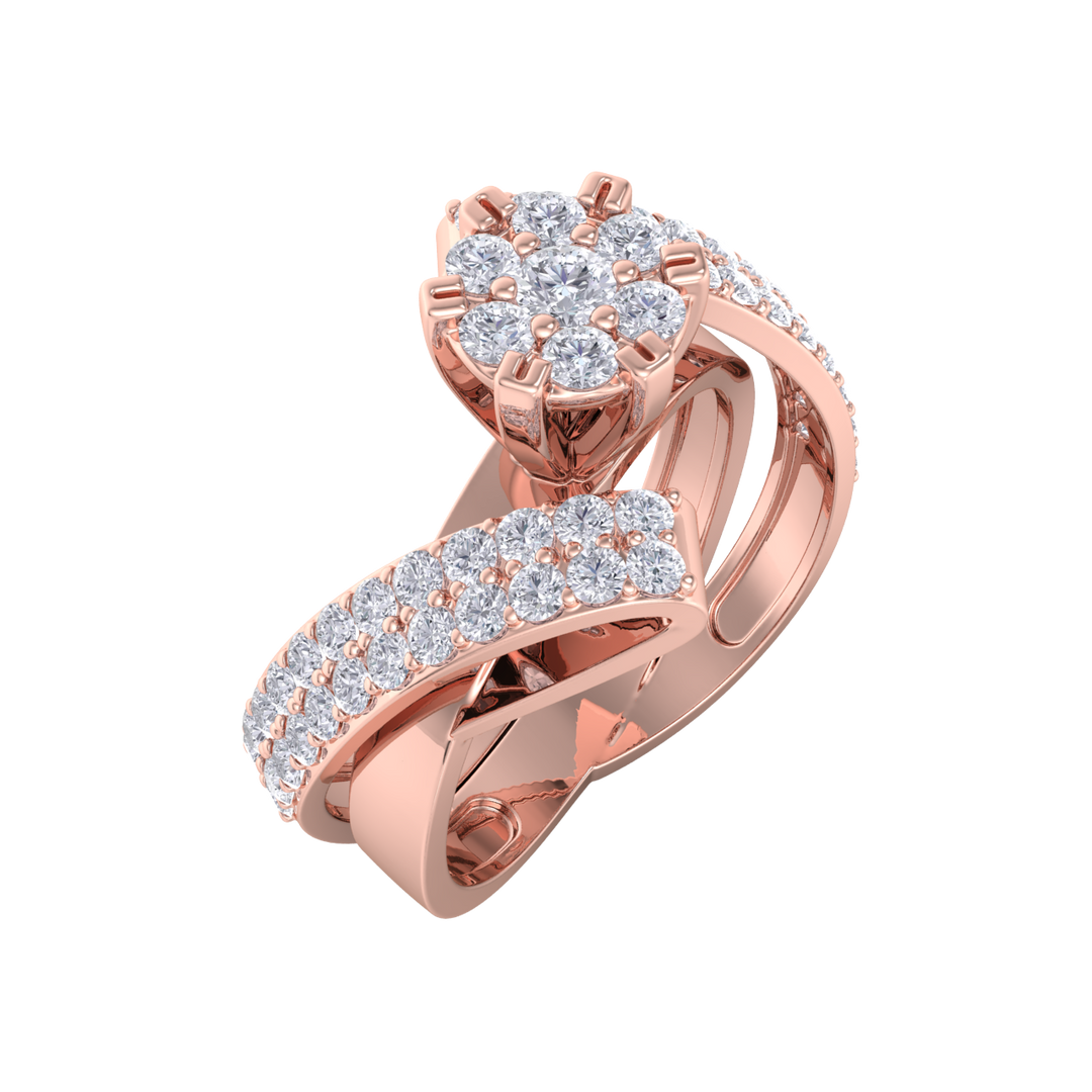 Engagement ring in rose gold with white diamonds of 0.74 ct in weight