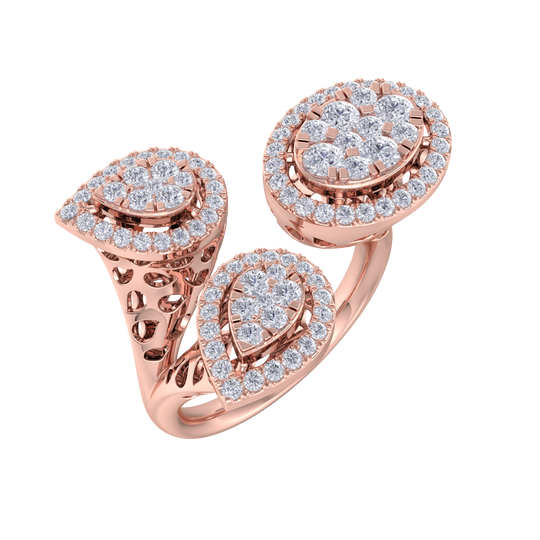 Statement ring in yellow gold with white diamonds of 0.73 ct in weight