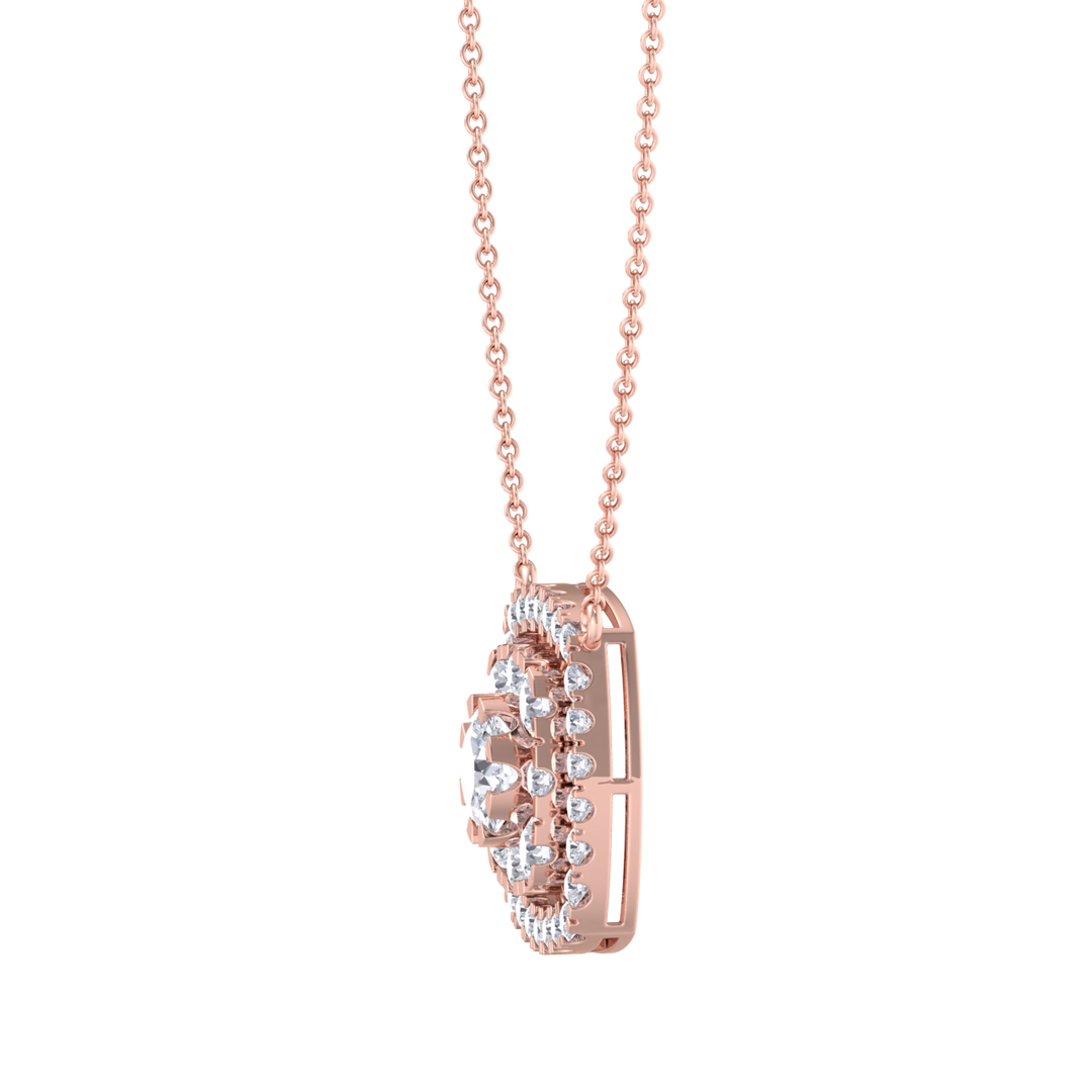 Classic Pendant in rose gold with white diamonds of 2.78 ct in weight