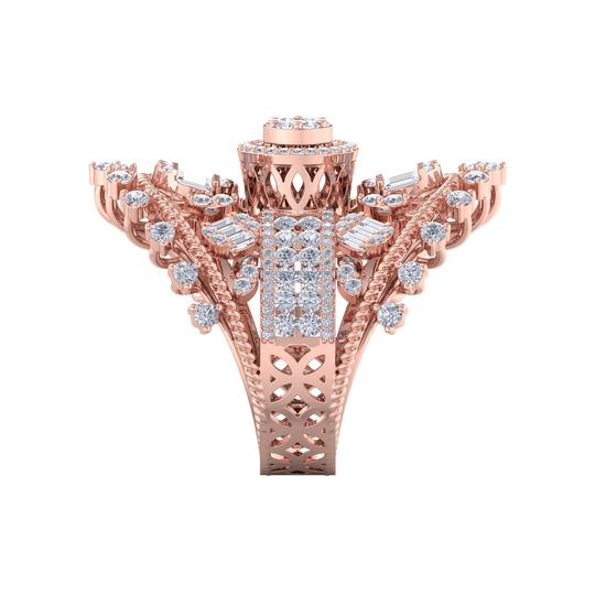 Statement ring in rose gold with white diamonds of 2.69 ct in weight