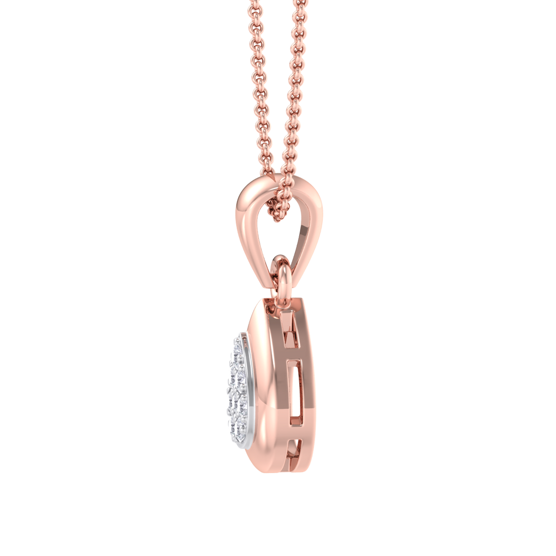 Cute Pendant in yellow gold with white diamonds of 0.09 ct in weight