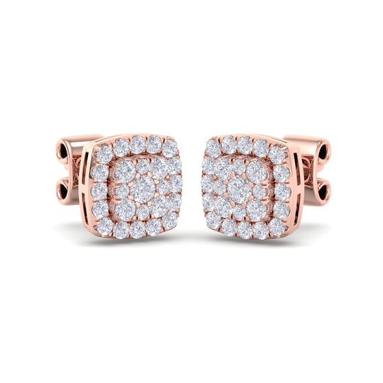 Classic stud earrings in rose gold with white diamonds of 0.50 ct in weight
