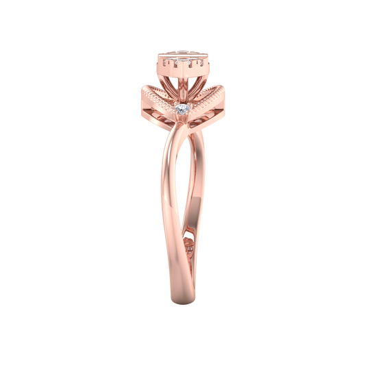 Elegant ring in rose gold with white diamonds of 0.22 ct in weight