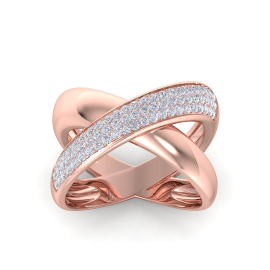 Fashion ring in rose gold with white diamonds of 0.52 ct in weight