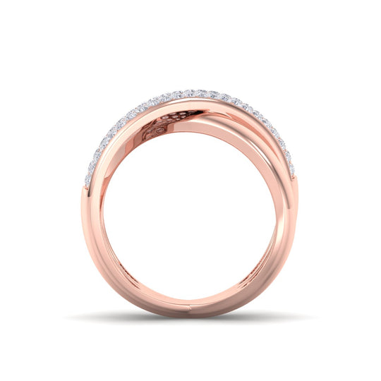 Fashion ring in rose gold with white diamonds of 0.52 ct in weight