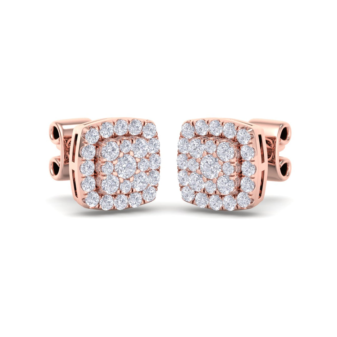 Square stud diamond earrings in white gold with white diamonds of 0.50 ct in weight