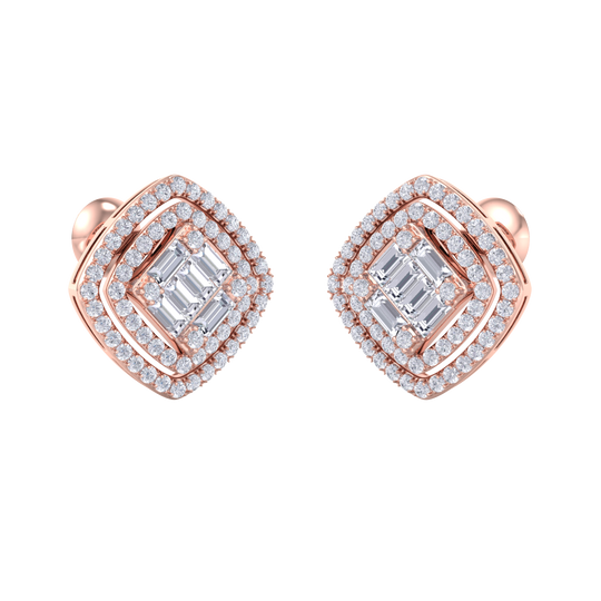 Stud earrings in white gold with white diamonds of 0.88 ct in weight