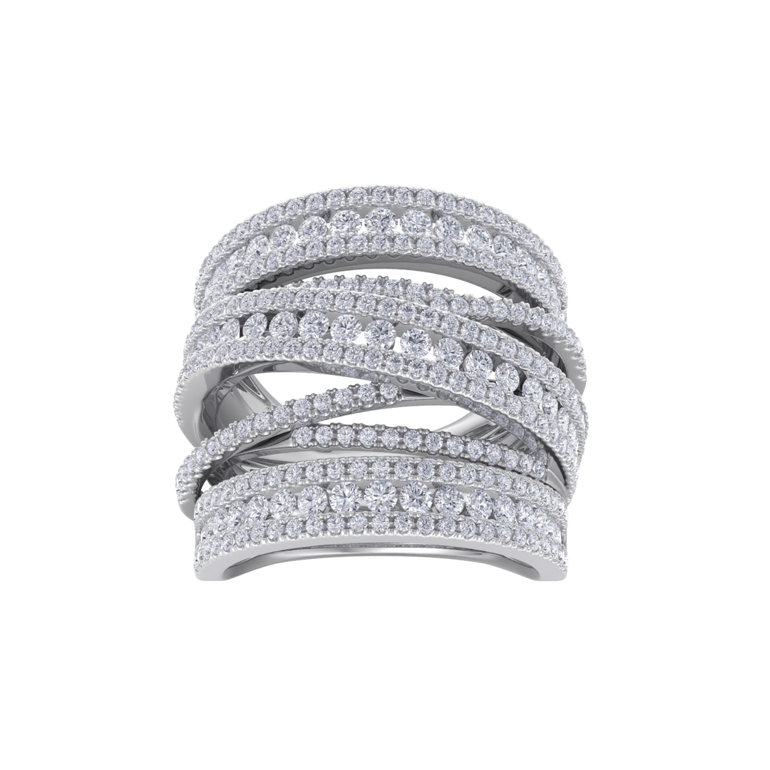 Multi-band diamond ring in white gold with white diamonds of 2.69 ct in weight