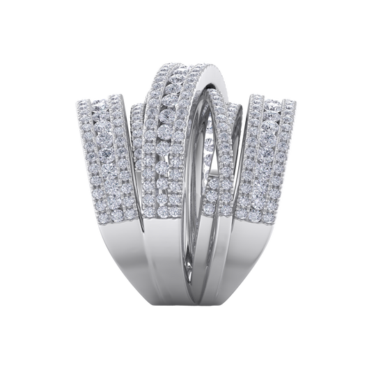 Multi-band diamond ring in white gold with white diamonds of 2.69 ct in weight